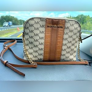 Michael Kors Cindy Saffiano Crossbody | Brown MK logo